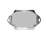 Plateau de service ovale en métal argenté, 8 pièces, outil décoratif de table, grands plateaux avec bordure de Contour irrégulier et ondulée pour le décor de la maison