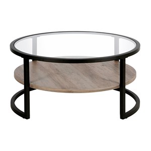Luxury 2-Tier Glass and Wood Frame <b>Coffee</b> <b>Table</b> <b>Modern</b> Design With <b>Black</b> Powder Coat for Living Room Furniture Set - Product Image 2