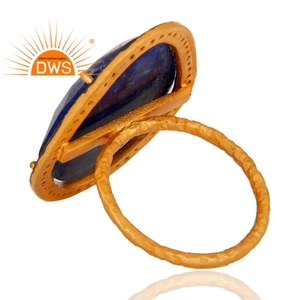 925 plata esterlina 18K chapado en oro Natural Cz y lapislázuli piedra preciosa anillo apilable joyería para mujer regalo para ella - Product Image 3