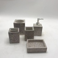 Ensemble de salle de bain en béton terrazzo unique en six pièces, kit distributeur de savon écologique, décoration de maison tendance