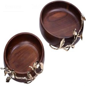 Bol de service Unique décoratif en bois pour la maison hôtel Restaurant vaisselle bol couleur marron Design moderne vaisselle bol de service - Product Image 1