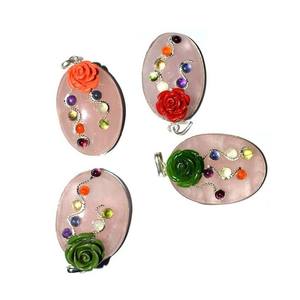 Colgante Metálico Ovalado de Chakra con Ágata, Piedra Natural Tallada, Estilo Feng Shui del Amor, Artesanía de Cristal con Técnica Grabada para el Hogar - Product Image 1