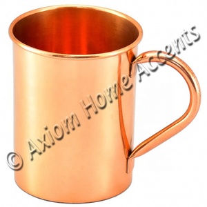 Taza de mula de Moscú de cobre puro, etiqueta privada con mango de cobre, espejo suave terminado por acentos Axiom para el hogar - Product Image 1