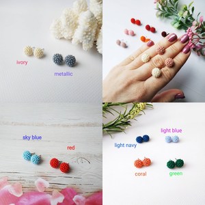 Stud <b>Earrings</b> Tiny Stud <b>Earrings</b> Valentine's Day Small Seed Beads <b>Earrings</b> Minimalist <b>Earrings</b> Round <b>Earrings</b> <b>Post</b> <b>Earrings</b> - Product Image 1