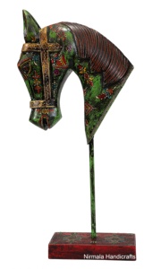 Statuette de tête de cheval en bois d'émail artisanal, Sculpture indienne en forme de tête de cheval, cadeau de retour à la main, pièce décorative intérieure et extérieure - Product Image 4