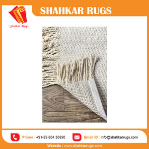 Alfombra de Yute de Lujo Reversible, Tejida a Mano, con Diseño Plano y Textura de Felpa, Color Marfil, Personalizable - Product Image 4