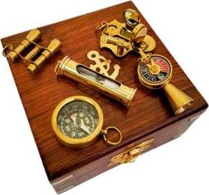 Brass Anchor Inlayed Nautical Gift Box Customized Nautical Gift Box Telescope and Compass with Wooden Box Wholesale - Product Image 5