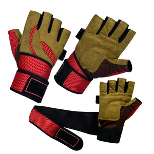Профессиональные перчатки с открытыми пальцами для тренажерного зала, фитнеса, бодибилдинга, тренировок, перчатки на запястье для гантелей, тяжелой атлетики