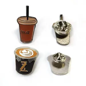 New Create Female Soft Enamel Custom Metal Lapel Pins Simple Unique Coffee Enamel Pin For Clothes