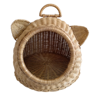 Maison pour animaux de compagnie en rotin tressé, panier de transport pratique, maisons en bois, designs orientaux pour animaux de compagnie, en provenance du Vietnam