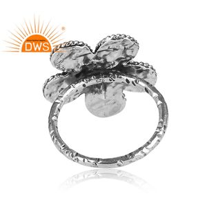 Anillo de declaración de diseñador Floral de plata 925 oxidado de alta calidad hecho a mano, joyería para mujer, regalo para ella - Product Image 4
