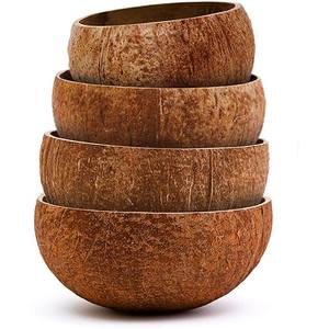 Bol à manger en noix de coco rustique non poli naturel écologique décoration murale de style maison fabriqué au Vietnam - Product Image 1