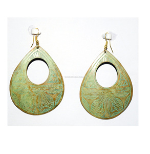 2025 Tailandia Ginkgo verde 4 pares 20mm redondo latón dorado martillado textura pendientes colgantes joyería verano ropa joyería - Product Image 5