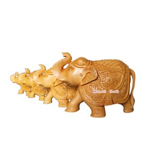 Merveilleux éléphant en bois indien de 3 pouces sculptant un souvenir en bois fabriqué à la main pour la décoration intérieure, les cadeaux et les objets de collection - Product Image 6