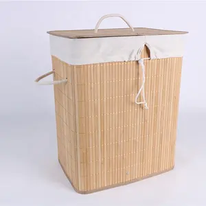 Wholesale Bamboo Storage Cloth Basket Hamper With Lid Home