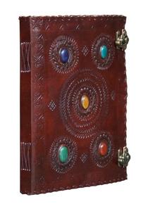 Handmade Five Stones Embedded Genuine Leather <b>Journal</b> Vintage Brown Hard Cover Design Notebook <b>Travel</b> Diary <b>Gift</b> For Men & Women - Product Image 2