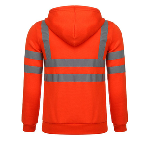 Logo personnalisé réflecteur haute visibilité sweats à capuche de sécurité sweats à capuche avec fermeture éclair réflecteur de sécurité doux vêtements de travail hauts sweats à capuche pour hommes - Product Image 6