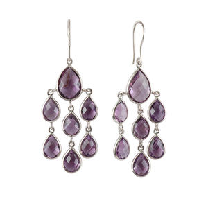 Joyería fina, gemas de amatista de Plata de Ley 925, conjunto de bisel colgante de gota de piedra, pendientes para mujer, joyería - Product Image 1