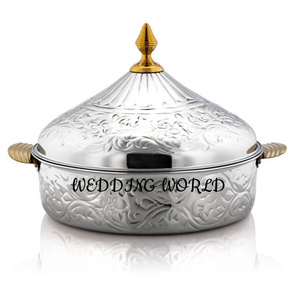 Cazuela decorativa hecha a mano de calidad superior de diseño de metal Hotpot, forma redonda, nuevo calentador de alimentos de metal de lujo - Product Image 1
