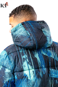 Wholesale KEVEN IMPEX Custom <b>Men</b> Puffer Jacket Reversible Breathable Eco-Friendly Windproof Casual Stand Front Soft 100% Silk - Product Image 5