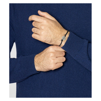 Pull en cachemire italien 100% bleu tricoté à la main pour homme, manches longues, col rond, hiver, fabrication ODM, écologique, laine PAOLO NERO
