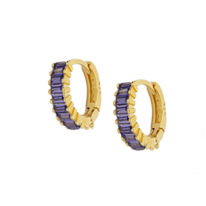 Orecchini a Cerchio ROXI Minimalisti in Argento S925 Placcato Oro 18K con Zircone Rettangolare - Product Image 3