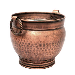 Bucket Coal Storage with Hammered Design <b>Mesh</b> <b>Wire</b> Handle <b>Copper</b> Top Standard Size Garden Accessories Wholesale Prices - Product Image 1