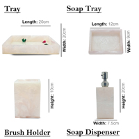 Ensemble de salle de bain beige fabriqué à la main de 4 accessoires en résine de fabrication indienne originale pour la décoration intérieure