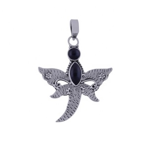 925ที่เป็นของแข็งเงินสเตอร์ลิงจี้โอนิกซ์สีดำรูปสัตว์จี้เครื่องประดับเงินสวยและเสน่ห์ - Product Image 1