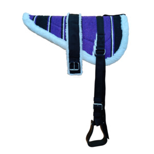 Y&Z Tapis de selle sans bretelles en coton violet de qualité supérieure, nouveau design, confortable, personnalisable, avec étriers et sangle, pour l'équitation - Product Image 1