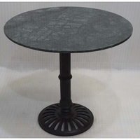 Table à manger d'extérieur en fonte de style antique avec plateau en marbre naturel ou granit, mobilier de style industriel pour la maison, le café ou le salon