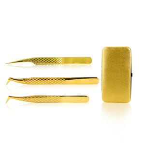 Eyelash Tweezers Extension Gold Color Stainless Steel Tweezers With Fiber Tips High Precise Quality Lash Tweezers Eco-Friendly - Product Image 2