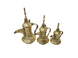 Indian Top Selling Latest Premium Quality <b>Silver</b> Plated Luxury Arabic Dallah Turkish Style Sand Casted Embossed Brass Coffee - Product Image 4