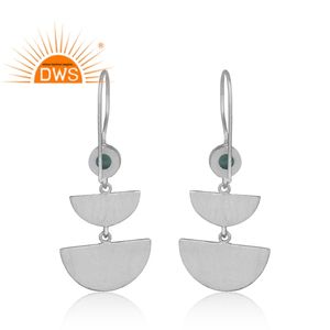 Arc-en-ciel pierre de lune pierre précieuse boucle d'oreille Texture Designer argent boucle d'oreille en gros à la main boucle d'oreille fabricant de bijoux personnalisés - Product Image 3