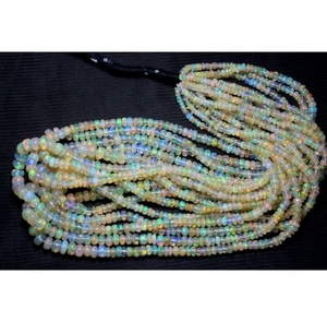 Perles rondes en opale éthiopienne, naturelles, multicolores, 16 pouces, avion lisse, prix de gros - Product Image 2