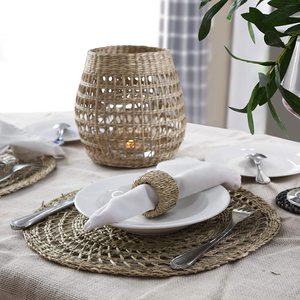 Vietnam Natural Seagrass Round <b>Woven</b> <b>Placemats</b> and Pads Set Handmade Silicone Home Wedding and Bar Decor Wholesale - Product Image 1
