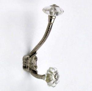 <b>Antique</b> <b>Brass</b> Hand-Crafted Crystal Knobs Cast Iron Coat Hat <b>Hooks</b> Versatile Use for Wardrobe Kitchen Bathroom Living Room-CIH - Product Image 2