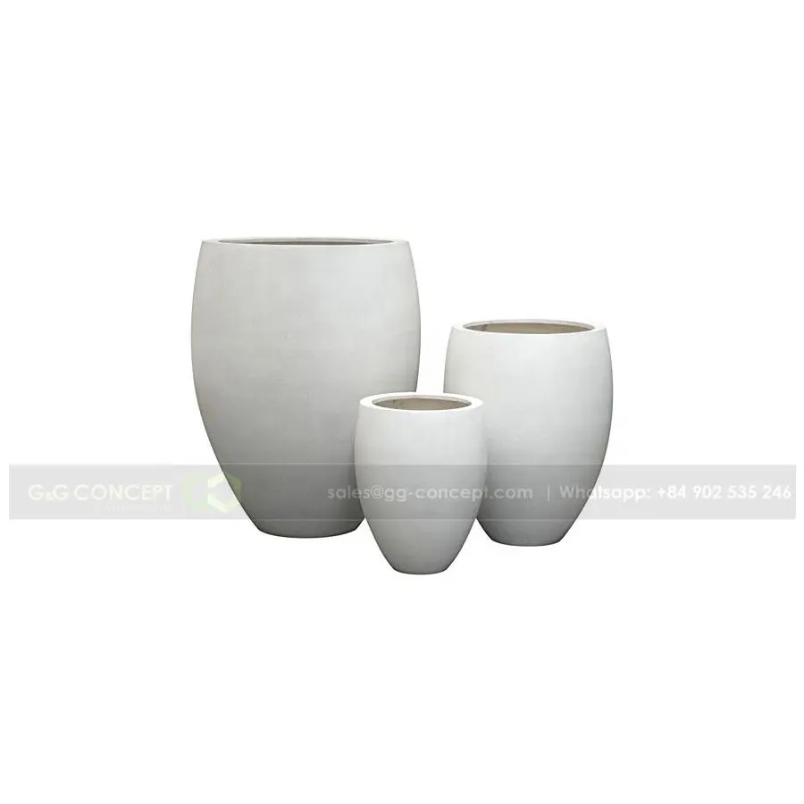 Vaso rotondo in fibra di vetro S3/vasi a forma di uovo in ceramica bianca/distributore di vasi in ceramica