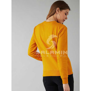 Custom Logo <b>White</b> Women's Crew Neck Hoodies Lined Streetwear <b>Sweatshirts</b> with Front Logo Washed Technique for Winter Use - Product Image 3