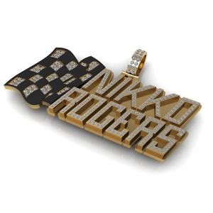 สร้อยคอทองคำขาว 10K ประดับชื่อตามสั่ง พร้อมจี้เคลือบเรืองแสงในที่มืด ประดับด้วยมอสซาไนต์รูปธงชาติ ดีไซน์ฮิปฮอป เหมาะสำหรับคนรักกีฬา ไอเดียของขวัญ - Product Image 3