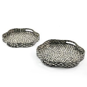 Modern <b>Flower</b> Shaped Mother of Pearl Trays MOP Serving Tray for Ramadan - Product Image 2