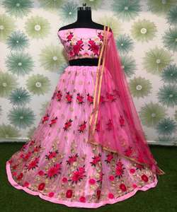 Tendance Banarasi soie broderie séquence travail lehenga choli avec dupatta vêtements de fête prix de gros vêtement ethnique alphanumero - Product Image 6