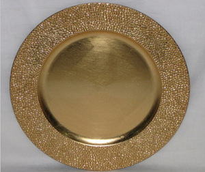 Vendeur indien Vente 13 Pouces En Acier Inoxydable Floral Chargers Plaques avec Jante Or Couleur Émail Décoration De Mariage - Product Image 2