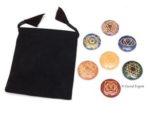 Buy Online Chakra Engraved Round Set With Bag : Chakra Engraved Round Set With Bag for Sale Natural Healing <b>Mascot</b> Style - Product Image 1