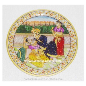 Plaque en marbre indien, peinture or rose, marbre - Product Image 1