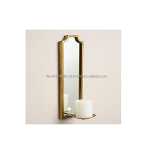 Apliques de espejo montados en la pared de hierro moderno, portavelas hecho a mano para decoración del hogar, candelabro de pared de estilo único, ocasiones de Pascua - Product Image 1