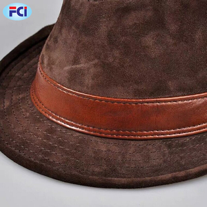Sombrero Fedora marrón de piel auténtica para hombre, sombrero de piel de oveja, informal, británico, ala ancha de alta calidad, Otoño e Invierno - Product Image 3