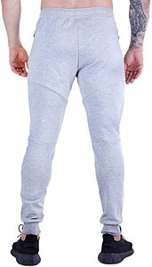 กางเกงวอร์มผู้ชายคุณภาพสูง ผ้าฟลีซหนานุ่ม มีซิปกระเป๋า สายรัดเอว เหมาะสำหรับวิ่งออกกำลังกาย เล่นกีฬา ผลิตจากผ้าโพลี/คอตตอน - Product Image 2