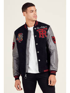 Veste universitaire en toile personnalisable de haute qualité avec manches en cuir brodées en chenille à séchage rapide Couleurs personnalisées-pour l'hiver - Product Image 6