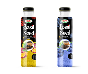 Jugo de fruta de alta calidad Semillas de albahaca Bebida 300ML Botella de vidrio Fabricante de bebidas de Vietnam Venta al por mayor Refrescos certificados HALAL - Product Image 2
